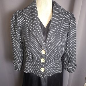 Sanctuary Polka Dot Cropped Blazer Womens Large Black White Jacket